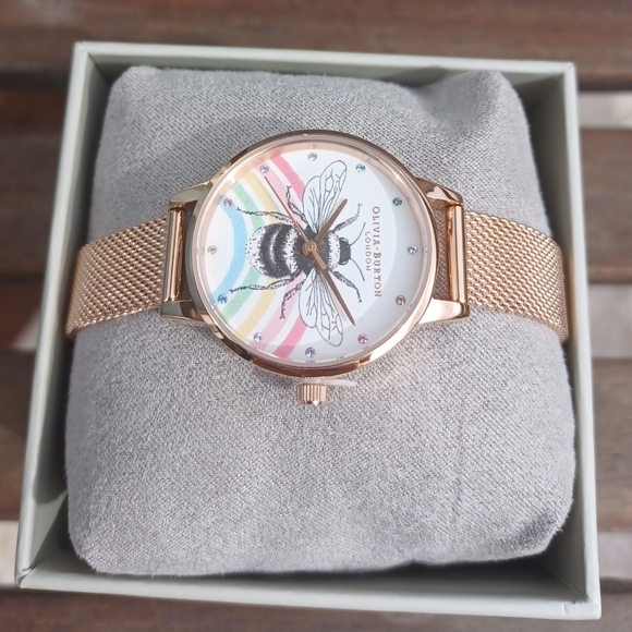 OLIVIA BURTON Accessories - Olivia Burton bee rose gold mesh stainless steel Watch